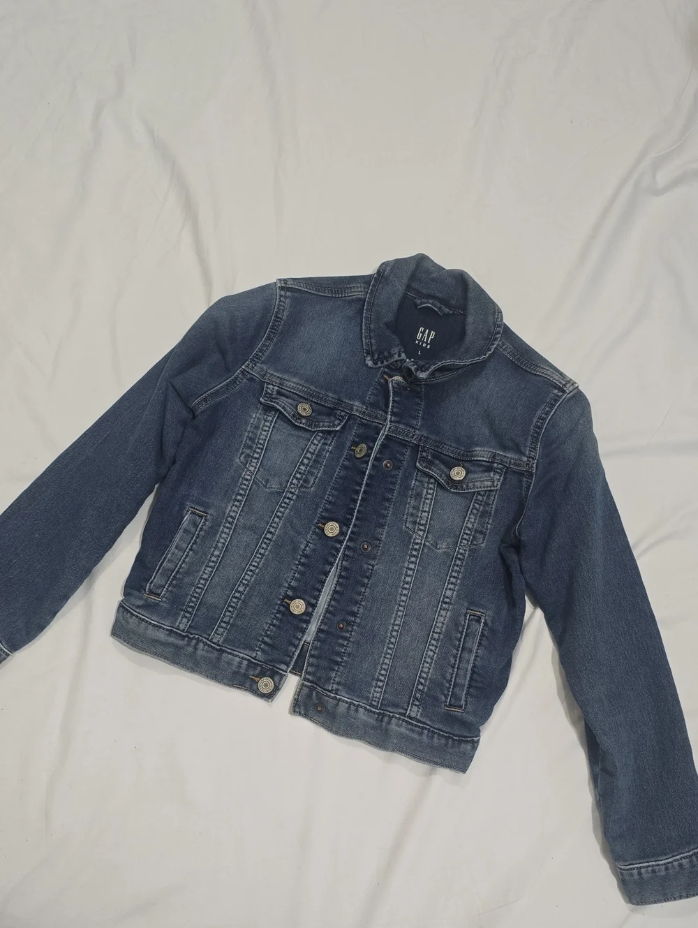 GAP Kids Dark Blue Denim Jacket - Button-Front Trucker